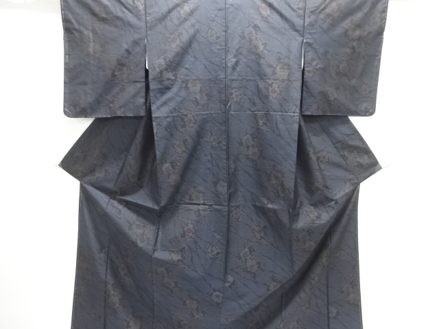 JAPANESE KIMONO / UNUSED KIMONO ENSEMBLE / SILK / DORO OSHIMA TSUMUGI / WOVEN FLOWERS